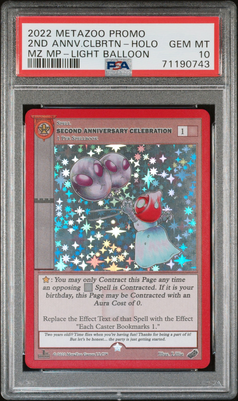 2022 METAZOO PROMO SECOND ANNIVERSARY CELEBRATION-HOLO PSA 10