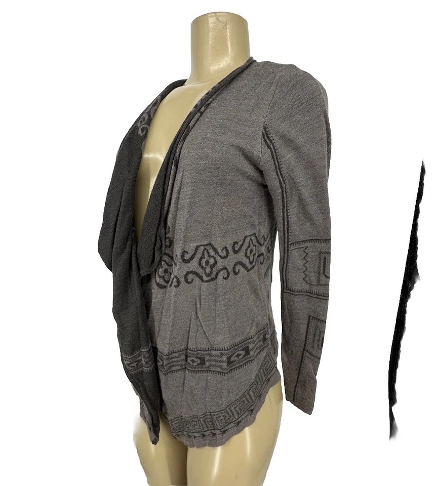 Suéter Monoreno Pequeño Mujer Frente Abierto Top Tejido Mezcla de Lino Boho R8v Foto 2 de 4