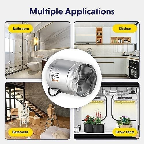 iPower 6 Inch 240 CFM Inline Duct Fan with Low Noise Booster Exhaust for HVAC...