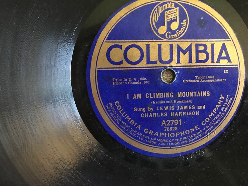 Victrola Record I Am Climbing Mountains  By James and Harrison Columbia A2791