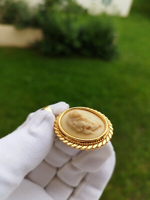 Pendentif Camée En Pierre Dure Fin 19ème Siècle - Bijou Ancien Ovale Ivoire