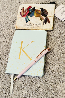 Lori Siebert & Co Zipper Wallet  Monogram K Note pad and pen