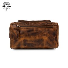 Buffalo Leather Toiletry Bag Travel Hanging Dopp Kit Shaving Makeup Case Unisex