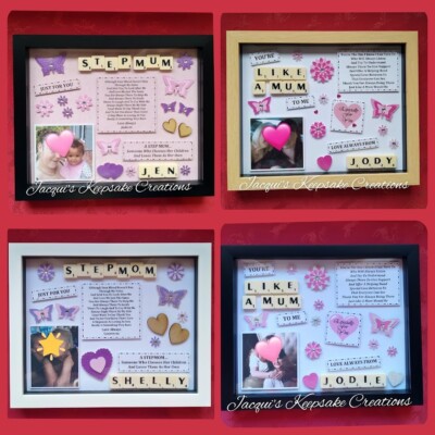 DU BIST WIE EINE MAMA FÜR MICH oder STIEFMUTTER personalisierter GESCHENK BILDERRAHMEN MUTTERTAG