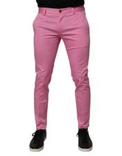 Dolce & Gabbana Pink Cotton Slim Fit Men Dress Formal Men's Pants Authentic