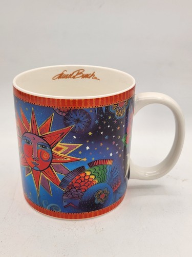 Laurel Burch 2024 HIMMLISCHE MAGIE Kaffeebecher Tasse 14 Unzen Sonne Mond Sterne EUC