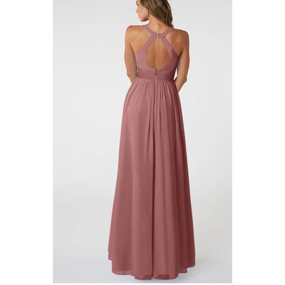 azazie rose gold bridesmaid dresses Natasha Dress A2 Desert Pink Chiffon A-Line Pleated Gown finalsale