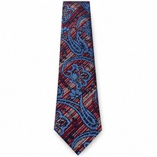 Ermenegildo Zegna Silk Jacquard Paisley Tie Burgundy Blue Made in Italy 3.5  