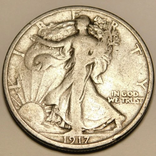1917 P Walking Liberty Half Dollar 90% Silver VG-F   "As Pictured-Not Cleaned"