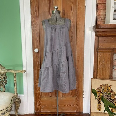 NWT Splendid Aubrey Asymmetrical Tiered Gray Babydoll Mini Dress Sz S   