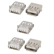 5 Pcs USB 2.0 Female Type A 4-Terminal DIP 90 Degree Jack Socket Connector
