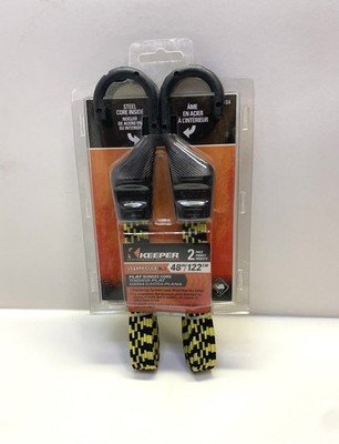 2 Pack 06104 Steel Core Keeper 48'' FLAT BUNGEE CORD Yellow - Brand New