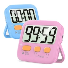 Antonki 2 Pack Digital Timer for Kids Magnetic Countdown Kitchen Timers for C...