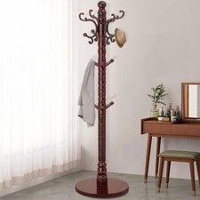 Wood Coat Rack Stand, Wooden Coat Rack Freestanding with Sturdy Round Base, V...