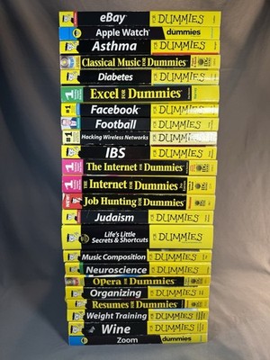 Lot of 26 For Dummies Books - Weight Lift Internet Hacking Neuroscience Football