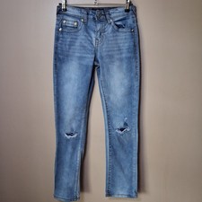 True Religion Boy's Geno Relaxed Slim Distressed Jeans; Sz 12; Adjustable Waist