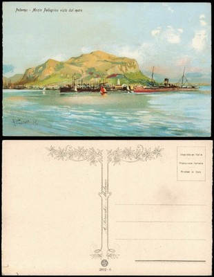 Palermo Palermo (Palermu) Monte Pellegrino visto dal mare. Künstlerkarte 1909