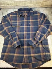Orvis Mens Plaid Flannel Button Shirt Heavyweight Outdoors Hunting Size M 