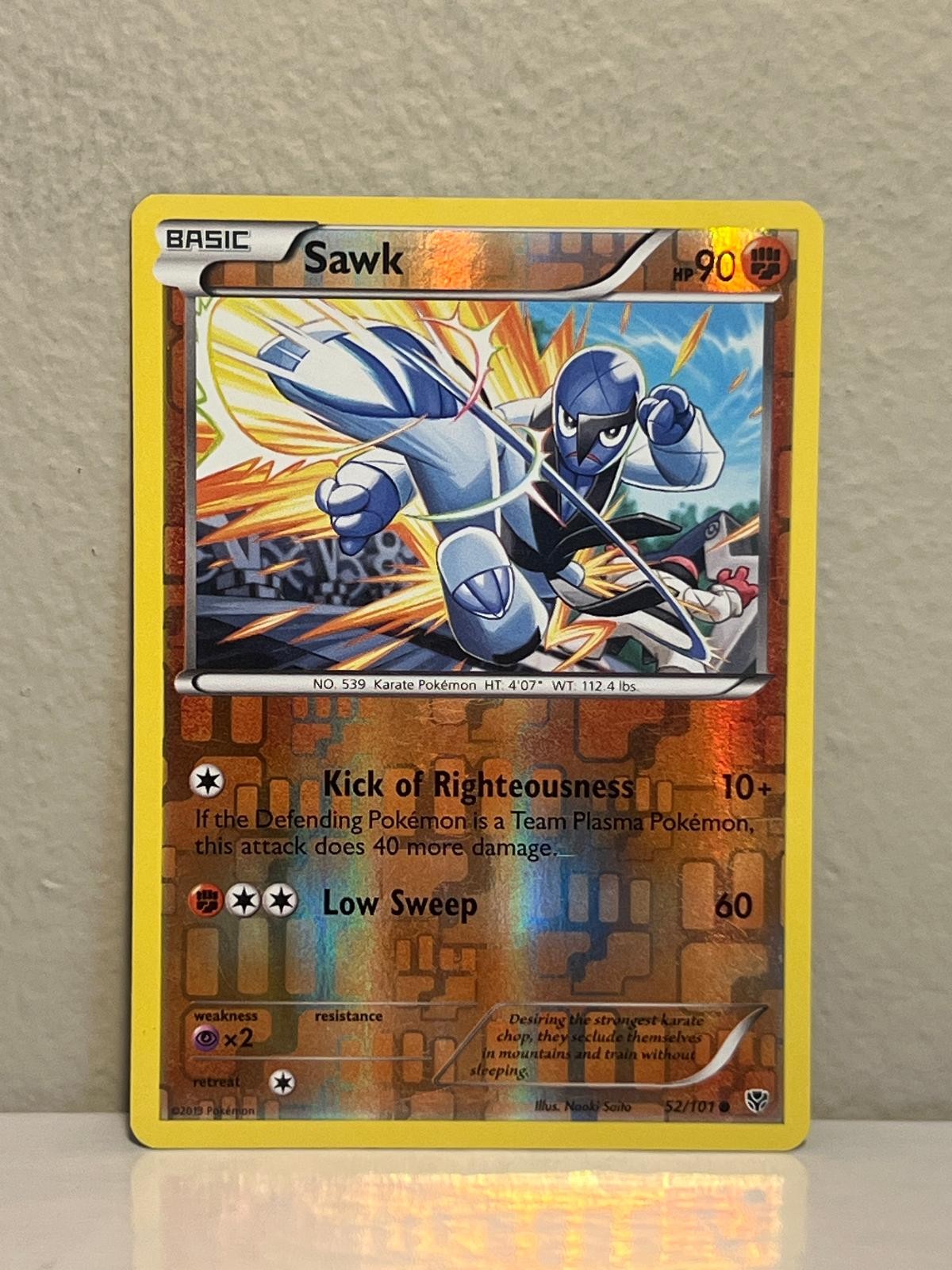 Sawk 52/101 Common Plasma Blast Pokemon Reverse Holo Lightly Played
