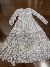 Dress Summer Cotton Boho Maxi Floral Gypsy Ruffle Vintage Ibiza XS