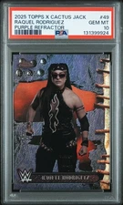 2025 TOPPS CHROME WWE X CACTUS JACK 49 RAQUEL RODRIGUEZ PURPLE REFRACTOR