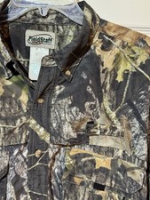 Field Staff Shirt Mens Large Green Camo Mossy Oak Hunting Outdoors
