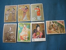 Japan, Philatelic  Week Series  :  UKIYOE Picture ,Women 7pcs 1960s ~ 7pcs $60
