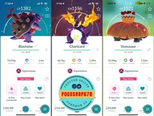 Pokémon Go - Shiny Gigantamax Charizard - Blastoise - Venusaur ✨- Mini PTC 80k