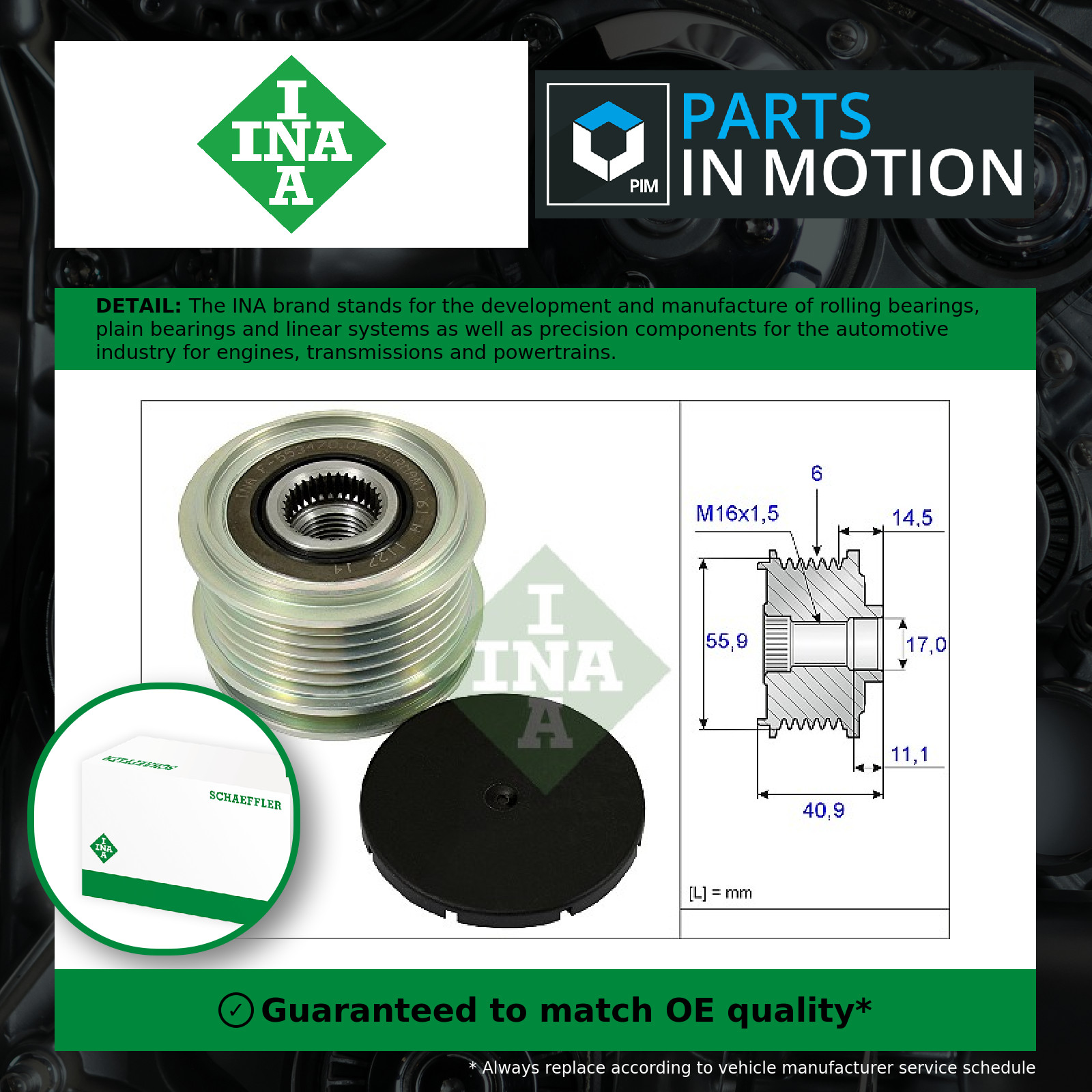535001210 Alternator Freewheel Pulley For Ford Galaxy 1.9 TDi 2.8 V6 1995 to 06 - Image 17