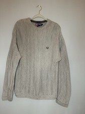 Vintage 90s Chaps Ralph Lauren Herringbone Knit Sweater Men  s XL Hand Framed Tan