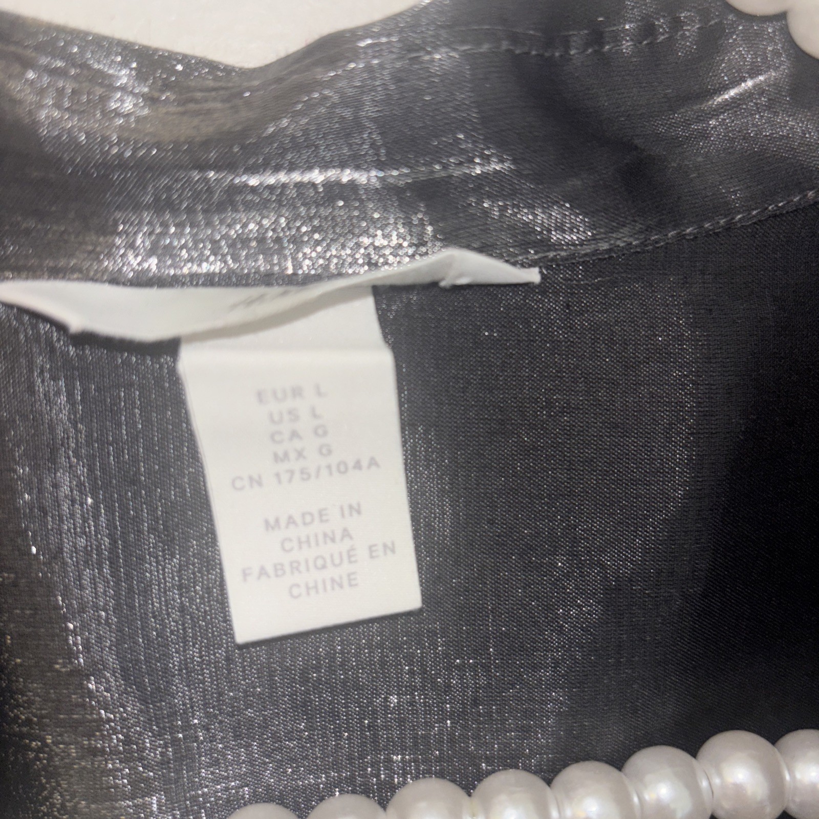 H&M Sz Lg Tunic Top Blouse Button Down Shirt Glam Metallic Rockabilly Old Money thumbnail 2