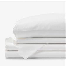 Company Cotton  Embroidered Scallop Classic Smooth Sateen Solid Bed Sheet Set