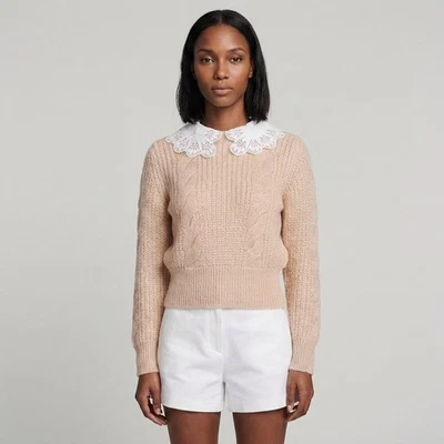 Sandro Women's Beige Knit Mohair Blend Sweater Size 34FR 6UK 2US SFPPU01247 - Image 1 of 4