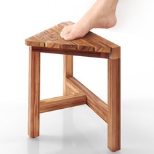 12" Acacia Shower Stool for Shaving Legs - Wooden Shower Foot Rest - Small Sh...