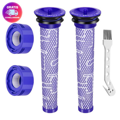 V8 Filter Set für Dyson V7 V8 Animal Absolute Motorhead, 5 Stück inkl. Bürste
