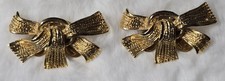 Vintage Gold Tone Bow Design Shoe Clips - Musi Signed