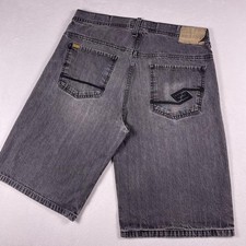 Enyce Jean Shorts Mens 38 Gray Denim Relaxed Hip Hop Baggy Streetwear Y2K Pocket
