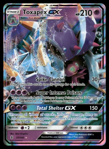 Toxapex GX 57/145 Holo Ultra Rare Guardians Rising Pokemon Near Mint