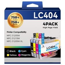 LC404 Ink Cartridges for Brother MFC-J1205W MFC-J1215W MFC J1205W XL