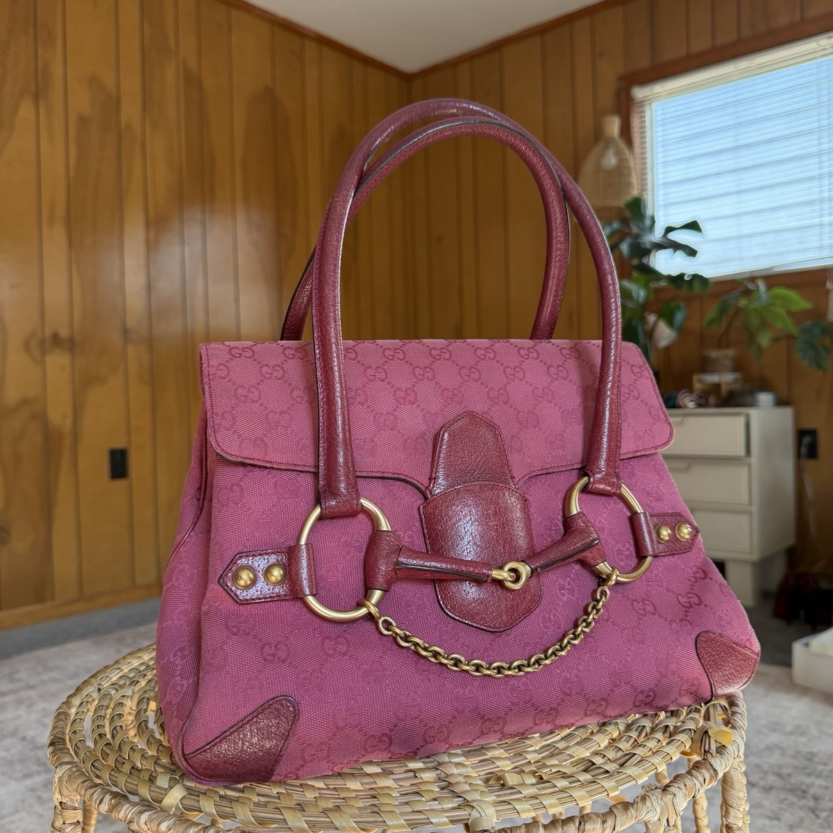 Vintage Gucci x Tom Ford Magenta Canvas & Leather Horsebit Chain 