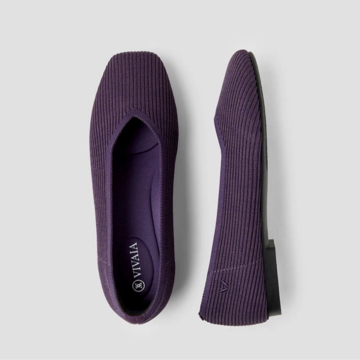 VIVAIA Margot 2.0 Purple Square-Toe V-Cut Flats - US Women's Size 39 8US