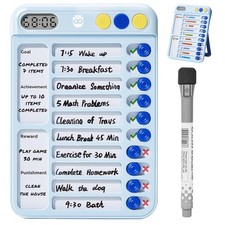 Magnetic Chore Chart for Kids with Timer, Visual Schedule Kids, ADHD Blue