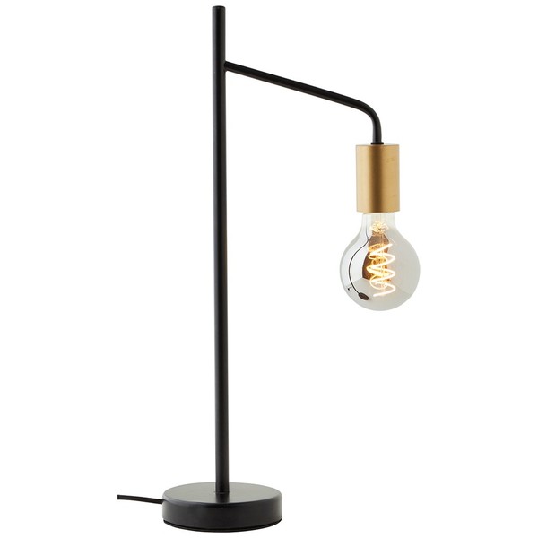 Brilliant Tischleuchte Lampe Kiel Schwarz/Messing Retro Max 40W E27 Mit Schalter-image
