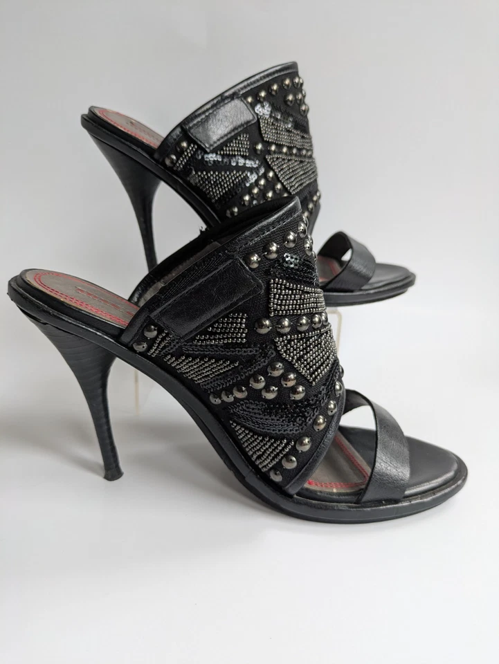 MISS SIXTY Y2K SANDALIAS DE TACÓN NEGRO TALLA 36,5 M EE. UU. 6 Foto 2 de 4