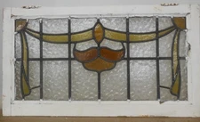 OLD ENGLISH LEADED STAINED GLASS WINDOW TRANSOM Pretty Swag Design 31" x 17.5"
