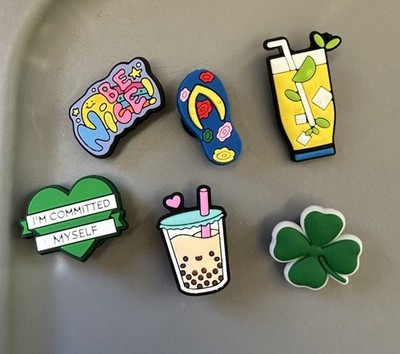 Shoe Charms 6- CLOVER, BOBA, THONG, HEART, BE NICE, TEA
