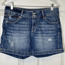 Vintage Y2K Old Navy Denim Jean Shorts Distressed Double Button Women s Size 6