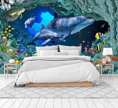 3D Delfin Fisch C2506 Tapete Wandbild Fototapete Abnehmbarer Amy