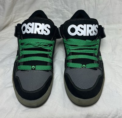 OSIRIS NYC 83 LOW Mens Size 12 Black Grey Green Low Top Skater Chunky Skate Shoe