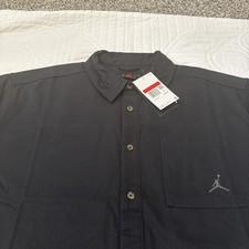 Air Jordan Essentials Button Down Shirt Large Black Long Sleeve FV7446-010 120